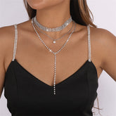 Mode Patchwork Strass Halsketten